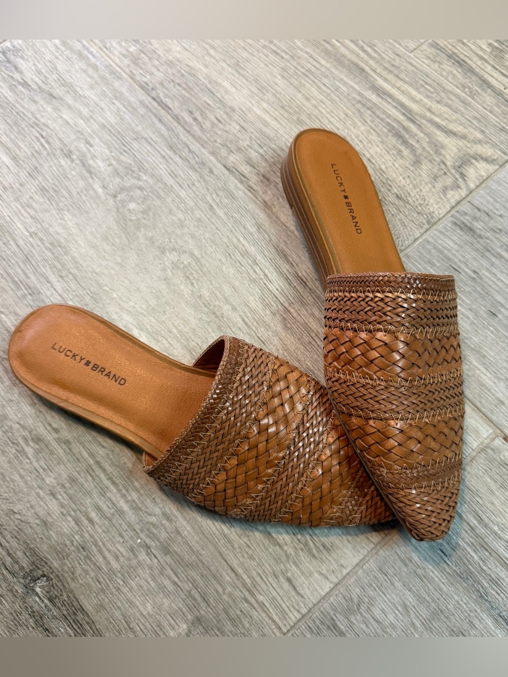 LUCKY BRAND Woven Mules Macaroon Belo Shoes Pointed Toe Women's 8.5 Casual